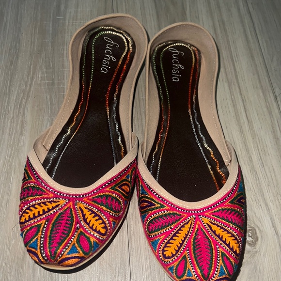 Fuchsia hand made ballerina flats - Picture 1 of 4